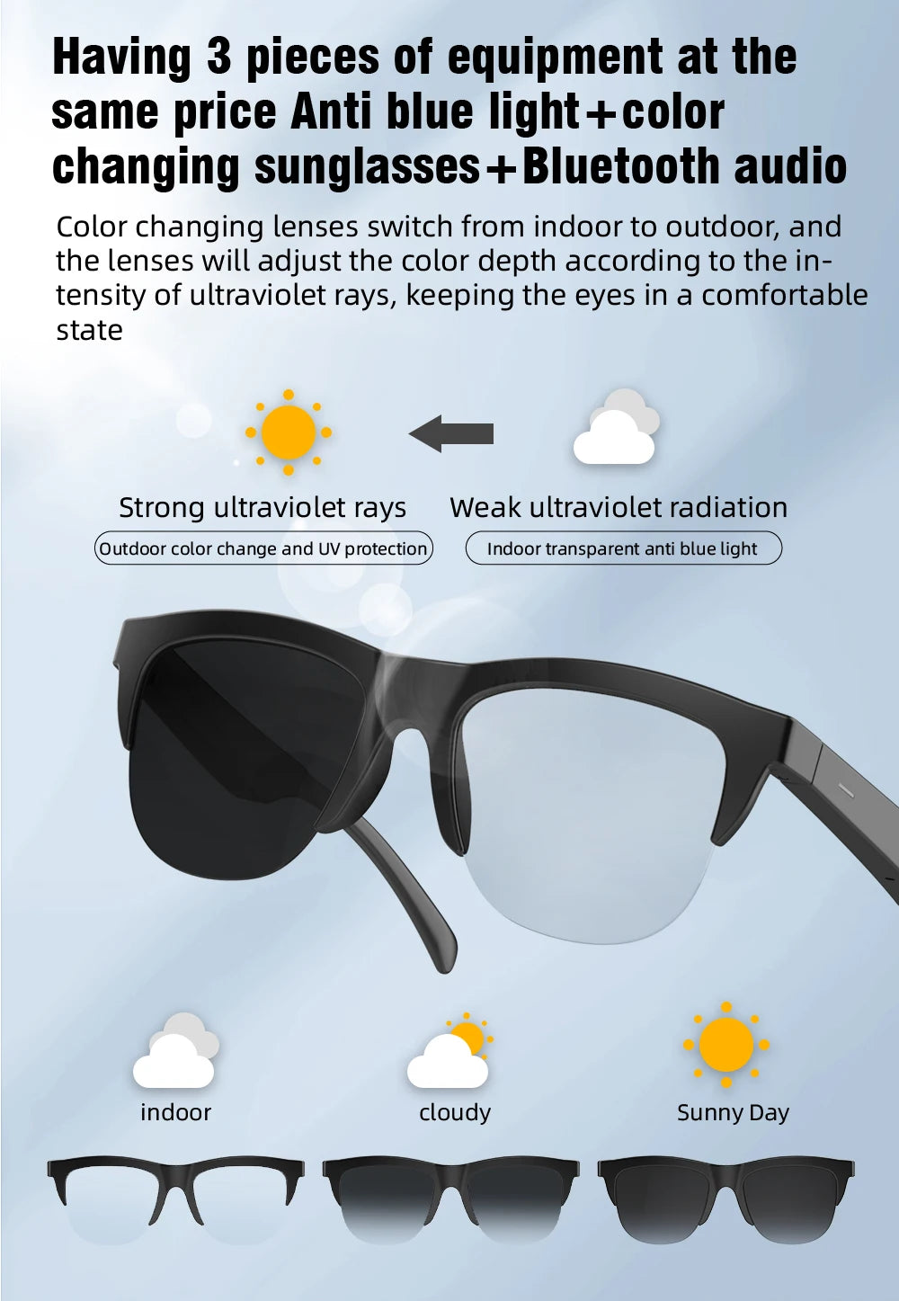 F01 F02 Bluetooth 5.3 Smart Glasses, Open Audio For Calls/Music, Long Battery, For Driving & Sports, Compatible With iOS Android