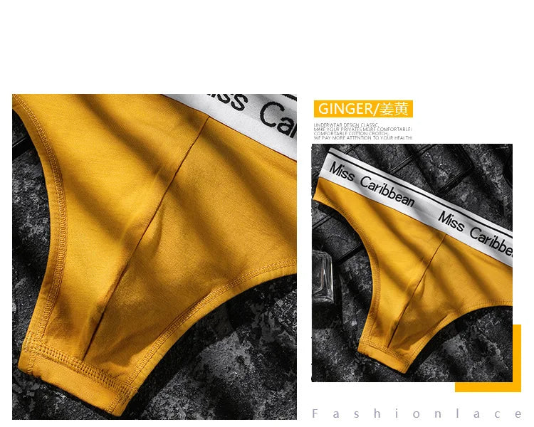 Lingerie sexy Men Underwear U Convex Sports Fitness Letter tanga hombre Cotton Low Waist strings Seamless Briefs Thong T Pants