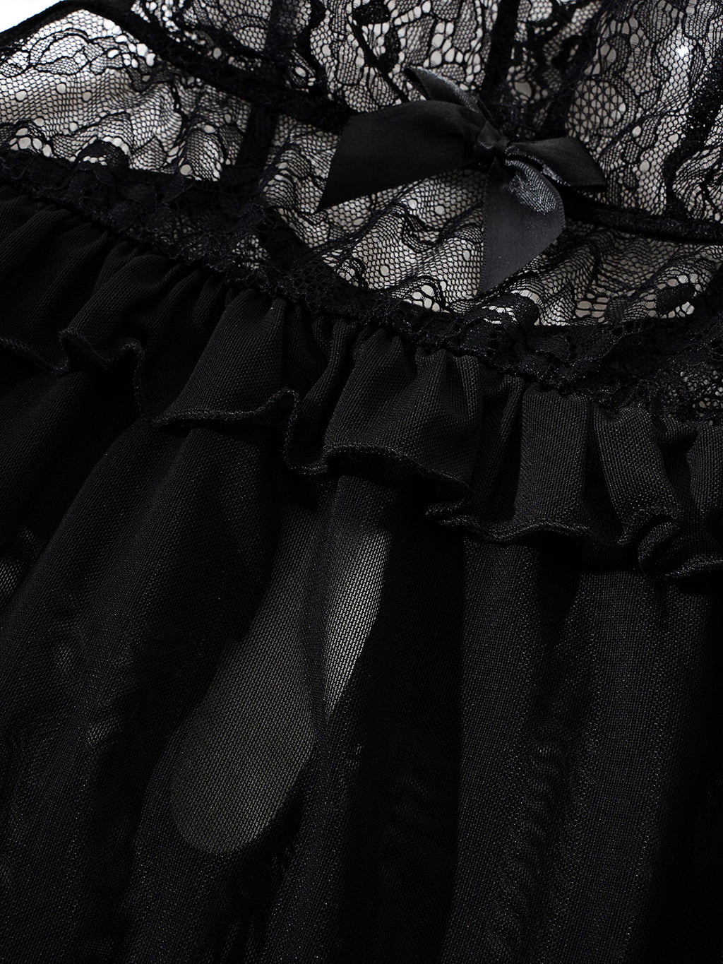 Sexy transparent black lingerie, women's lace nightgown,women's sexy sleeveless nightgown with mesh fabric, V-neckline.lingerie
