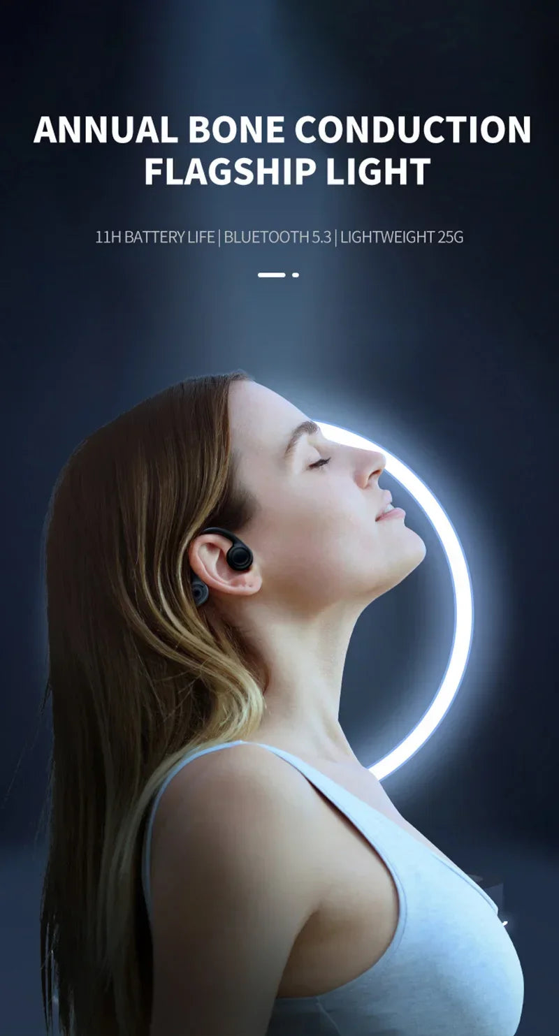 Bluetooth 5.3 Bone Conduction Earphones Sports Wireless Headphones Ear Hook Waterproof Headset For Driving Running New Design