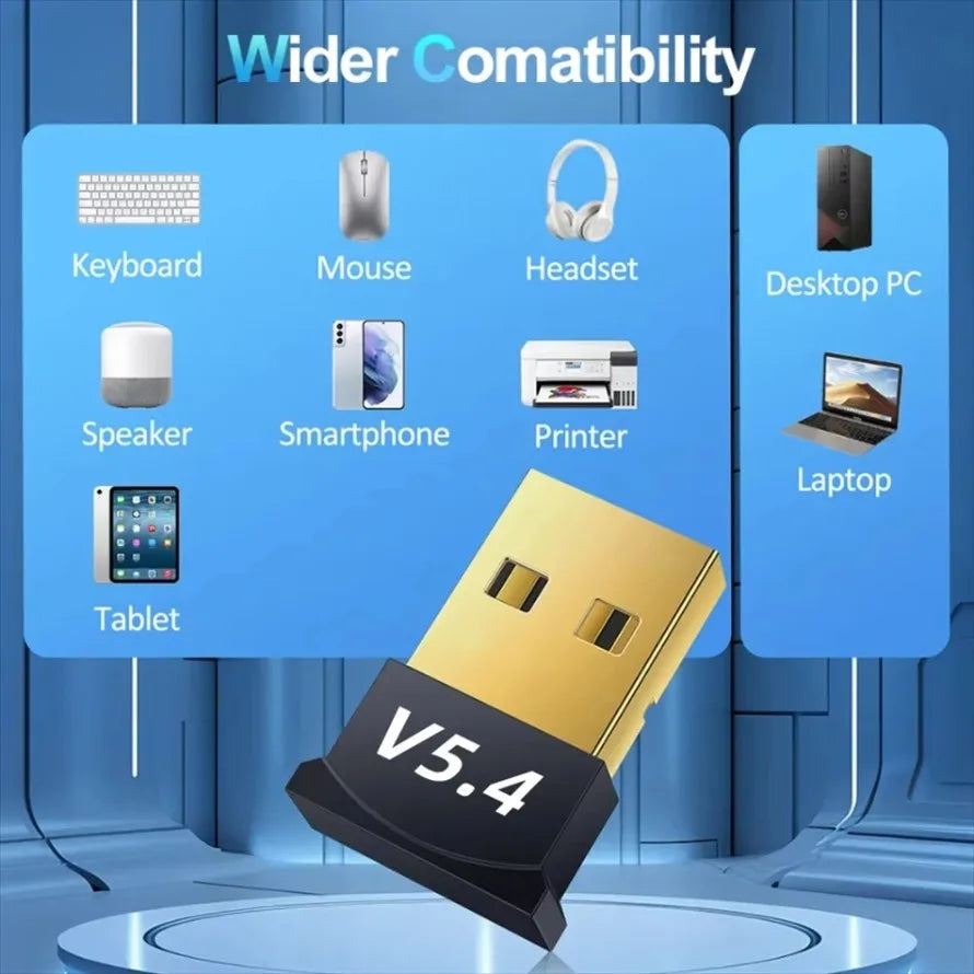 USB Bluetooth Adapter Bluetooth 5.4 5.3 5.1 5.0 Dongle Wireless Audio Transmitters Receiver For PC Laptop Windows 11/10/8.1/7