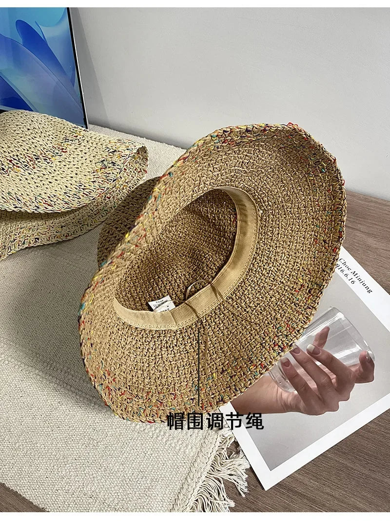 Summer Sun Hats for Women Straw Hat Showing Face Small Bucket Hat Large Brim Sunshade and Sunscreen Seaside Beach Cap
