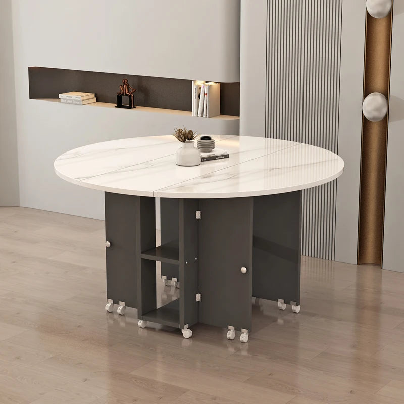 Folding White Dining Table Multifunction Family Waterproof Space Saving Dining Table Design Simple Mesas De Jantar Furnitures