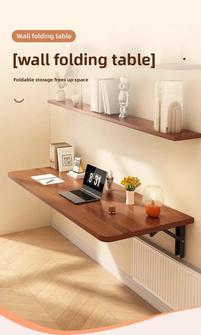 Wall Mounted Folding Table, Space Saving Fold Down Desk with Sturdy Metal Frame Home Office Study Writing Table Furniture