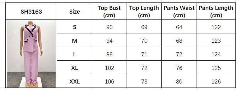 Pants Set Women Two Piece Sets Matching Sets Work Elegant Double Breasted Tops Vest Wide Leg Long Pants High Waist Y2k Pink