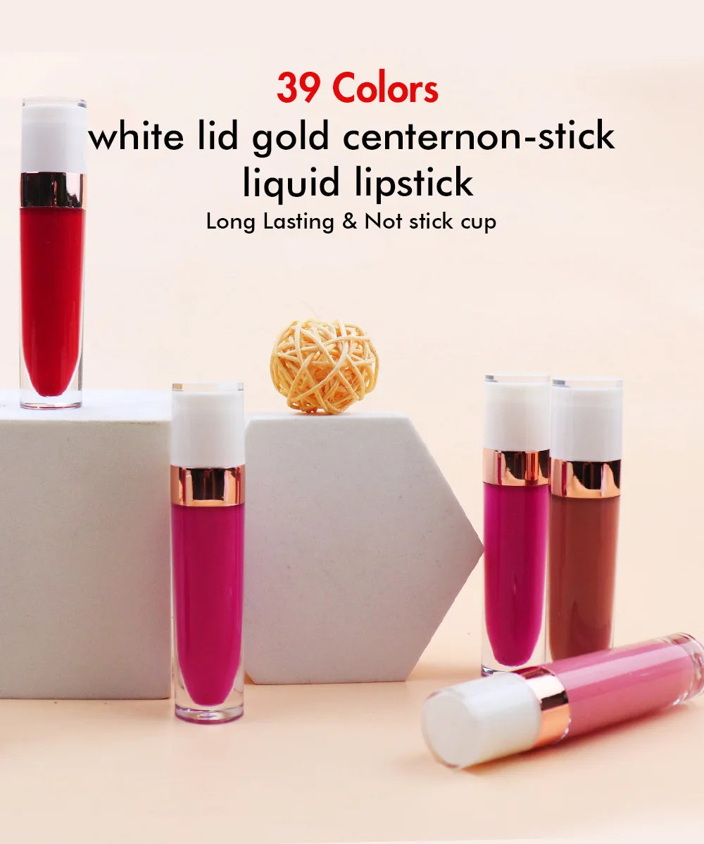 Liquid Lipstick Waterproof Private Label Makeup Lip gloss Rose Rouge Silk Liptint Matte Sexy Red White Lip Stain Lipgloss Bulk