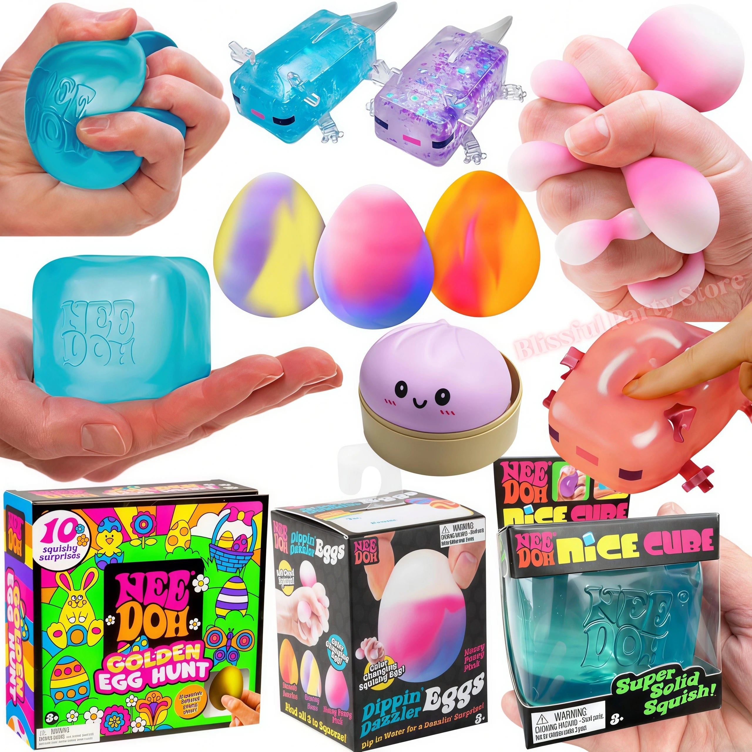 Needoh Nice Cube Sensory Stress Reliever Fidget Tool for Anxiety & Focus Desk Sensory Cube for Adults & Kids Party Favors Gifts