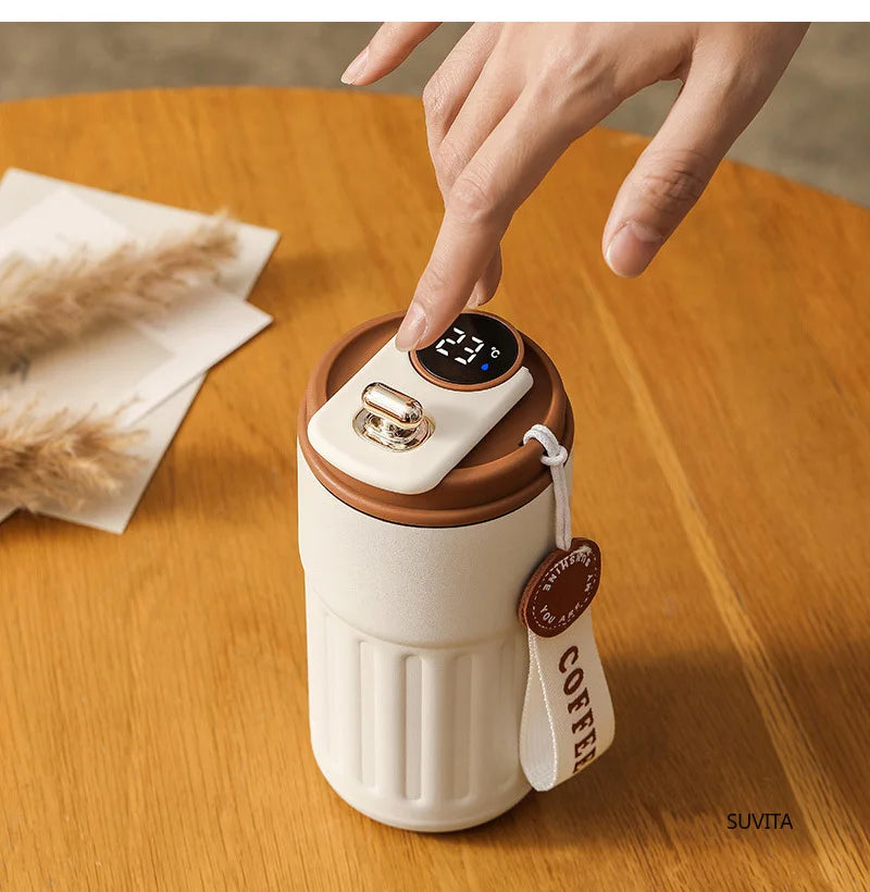 450ML Thermos Water Bottle Smart Display Temperature Stainless Steel Vacuum Coffee Cup Keep Cold and Heat Travel Thermal Mug