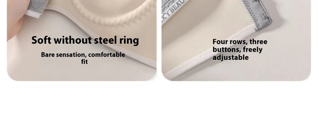 Lingerie Women Gathered Spring and Summer Non-marking Non-steel Ring Soft Support Anti-Sagging Bylift Letters Comfortable Bra