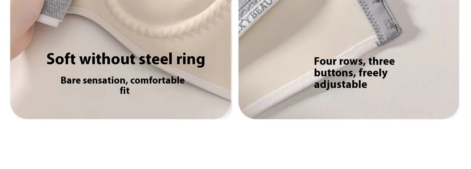 Lingerie Women Gathered Spring and Summer Non-marking Non-steel Ring Soft Support Anti-Sagging Bylift Letters Comfortable Bra