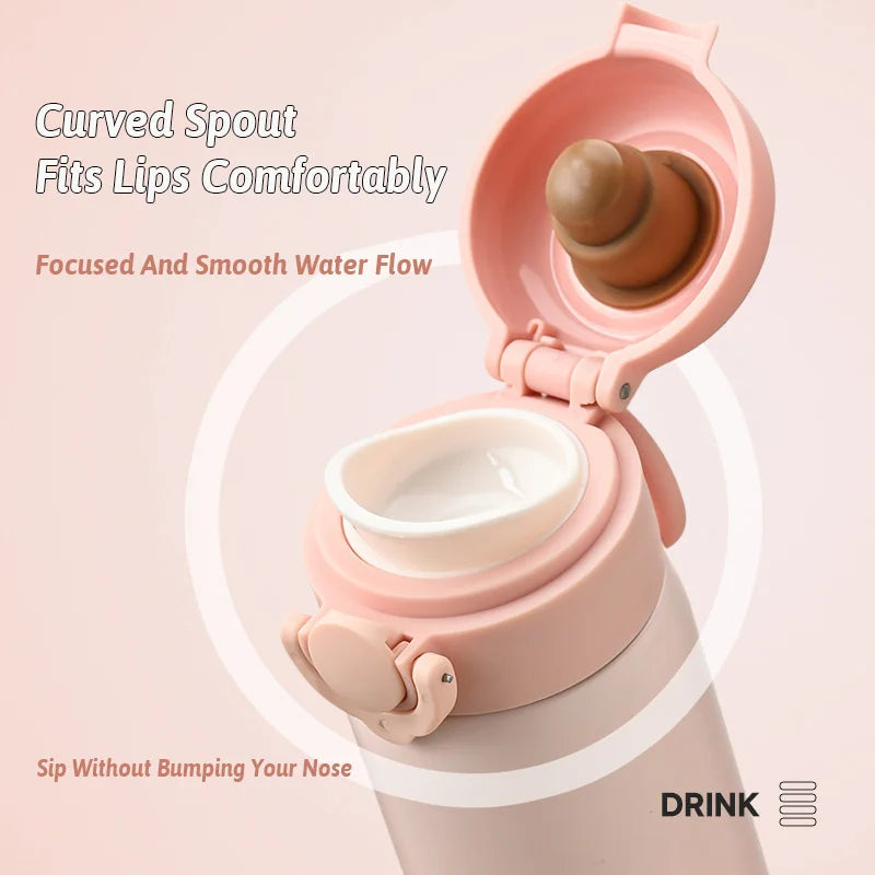 500ml Thermos Large Capacity Stainless Steel Thermal Water Bottle Portable Vacuum Cup with Handle Double-layer Travel Tumbler