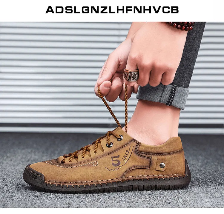 Shoes for Men Leather Casual Shoes Fashion Soft Homme Outdoor Comfortable High Quality Classic Ankle Non-slip Flats