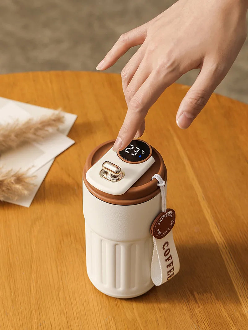 450ml Smart Thermos Bottle  Digital LED Display Temperature Coffee Cup Stainless Steel Vacuum Cup Business Portable Thermal Mug