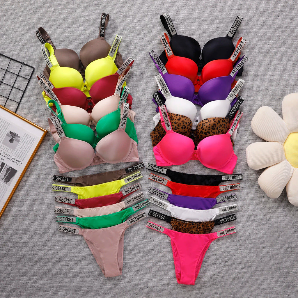 V Bra Panty Set Women Lace Push Up Bralette Seamless Comfortable Breathable Lingerie Home Wear Set Lingerie Set Underwear Set