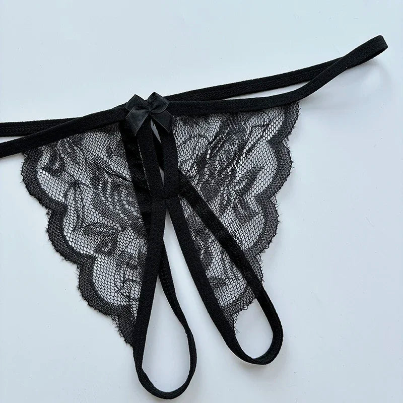 Sexy Lace-up Lingerie Set Women Hot Open Crotch Transparent Sexy Bra and Panty Sets Sex Temptation Erotic Couples Date Underwear