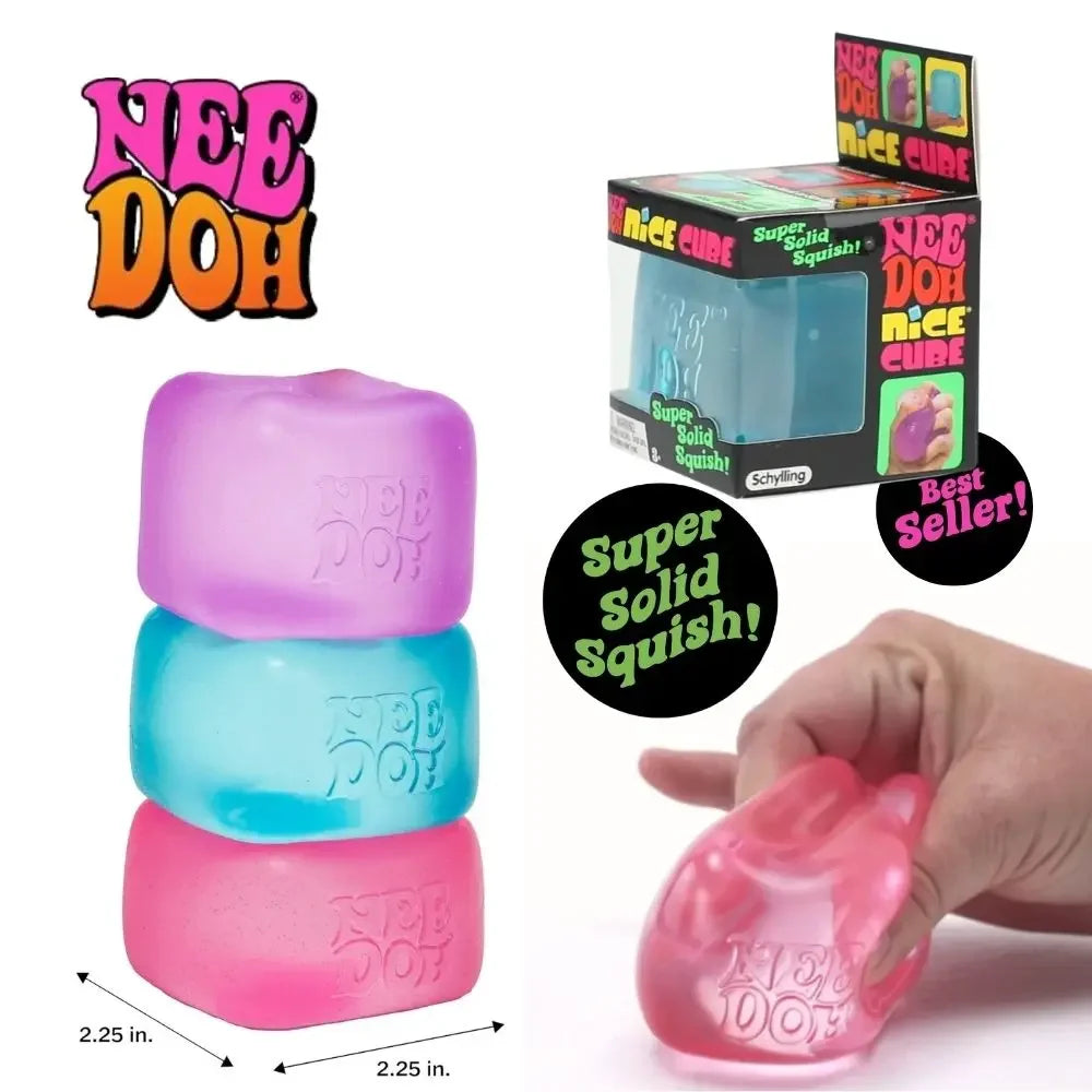 Needoh Nice Cube Squishy Fidget Toy Sensory Stress Relief Anxiety Relief Focus Decompress Relax Squeeze Desk Toy for Adults Kids