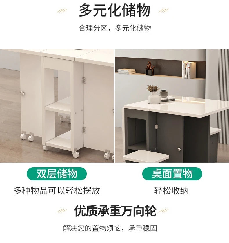 Folding White Dining Table Multifunction Family Waterproof Space Saving Dining Table Design Simple Mesas De Jantar Furnitures
