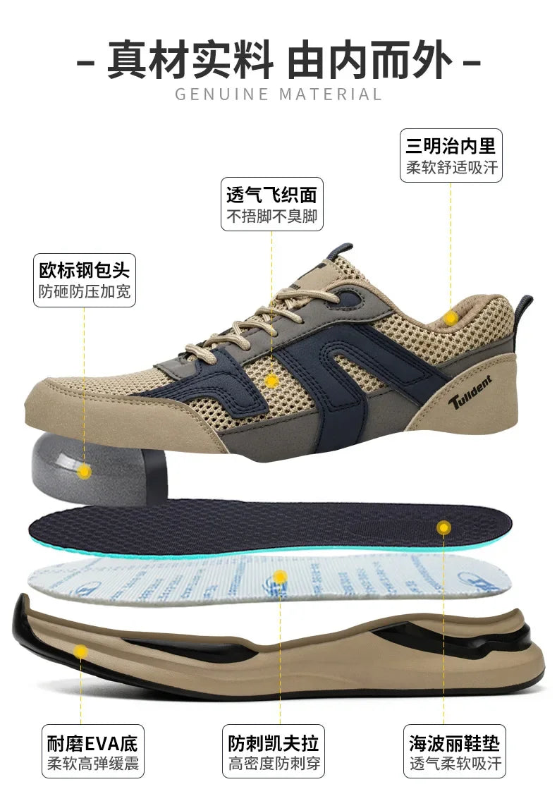 Work Sneakers Steel Toe Shoes Men Safety Shoes Puncture-Proof Work Shoes Boots Indestructible Footwear Security Lightweight