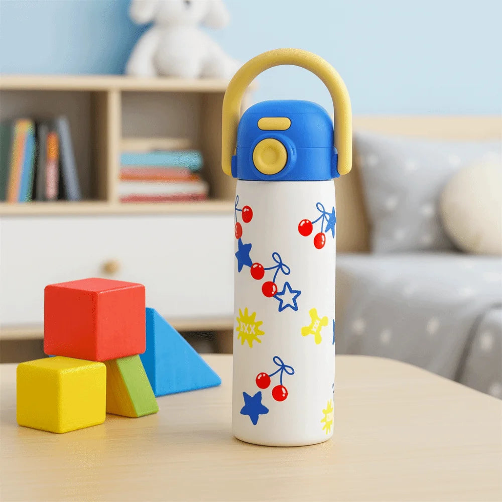 Reusable Creative Thermal Water Bottle 500ML Portable Thermal Cup Leak-proof Straw Design Drinking Straw Cup Kitchen Supplies