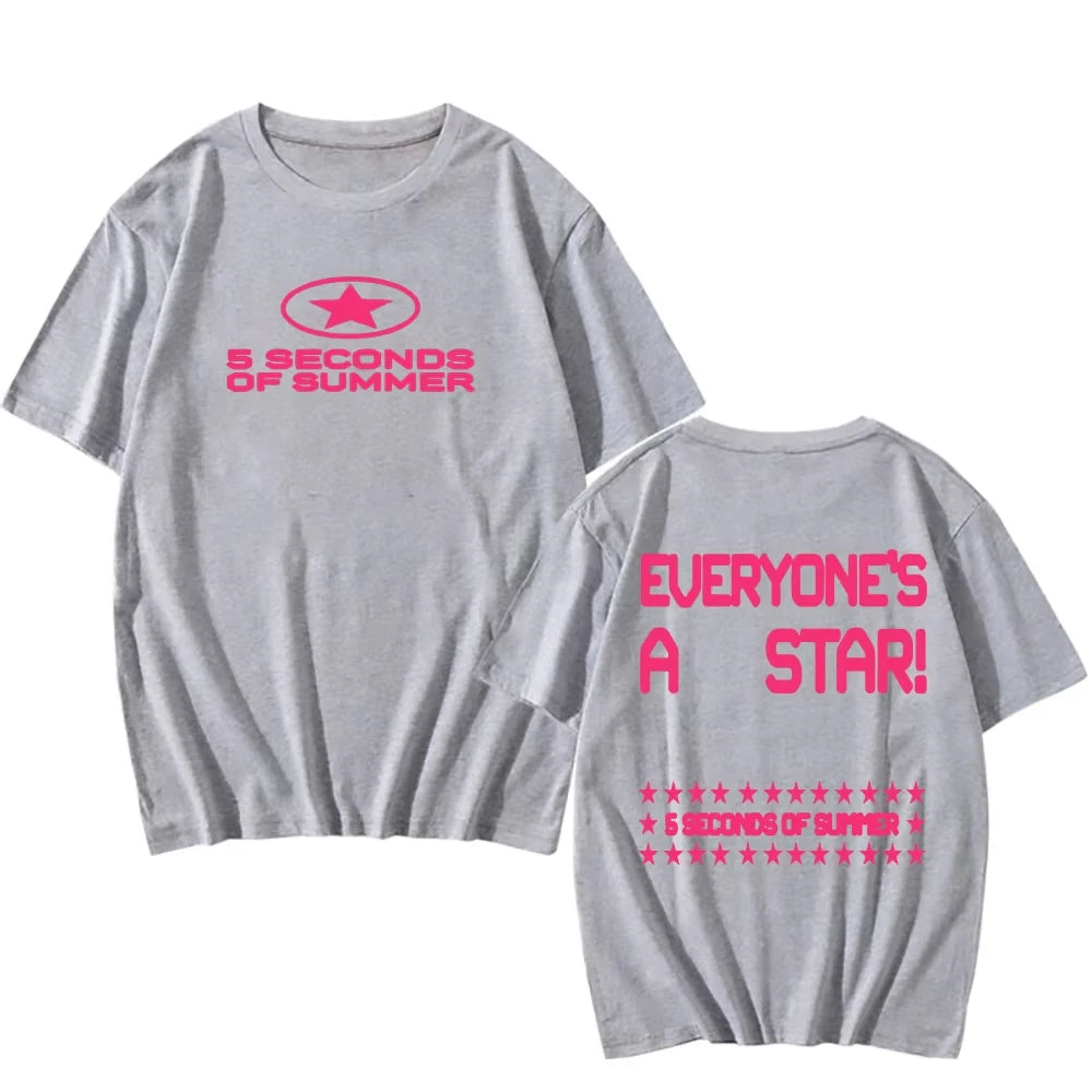 Summer 2026 New 5 Seconds Summer Band Men's T-shirt Fashion Hot Men's and Women's T-shirts with A Round Neck Print