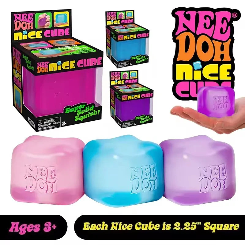Needoh Nice Cube Sensory Stress Reliever Multiple Styles Fidget Tool for Anxiety & Focus Desk Sensory Cube for Adults