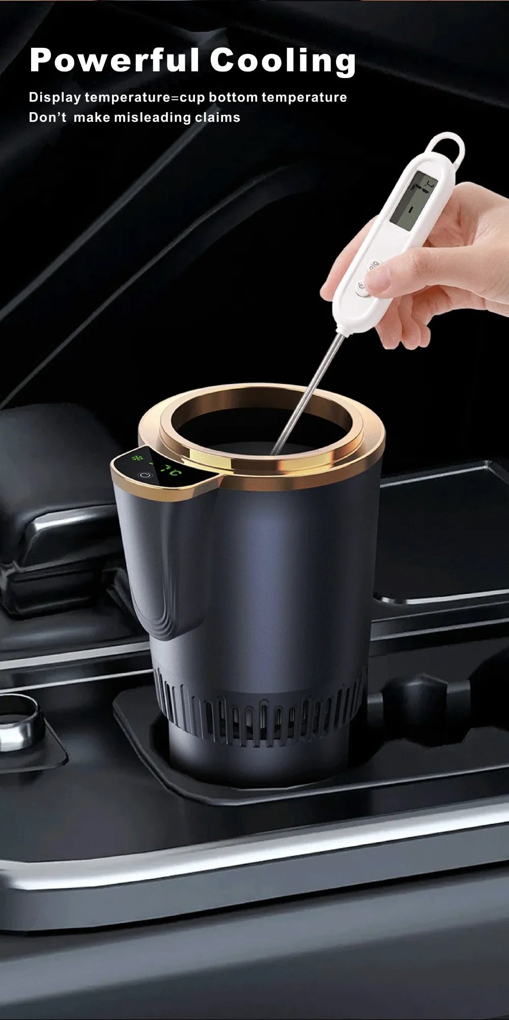 2-in-1 Car Heating and Cooling Cup With Display Screen 12V Button Control For Hot and Cold Functions Beverage Bottle Thermos Cup