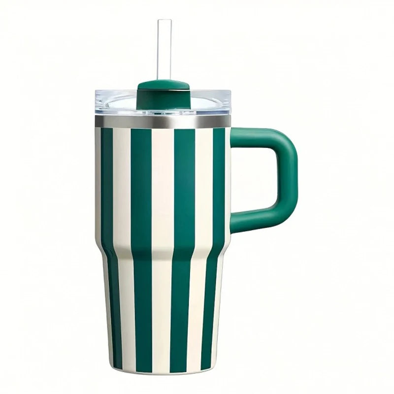 20oz Thermal Water Bottle With Handle and Straw Drinkware Hot Cold Stainless Steel Thermos Portable Car Coffee Cups Thermal Mug