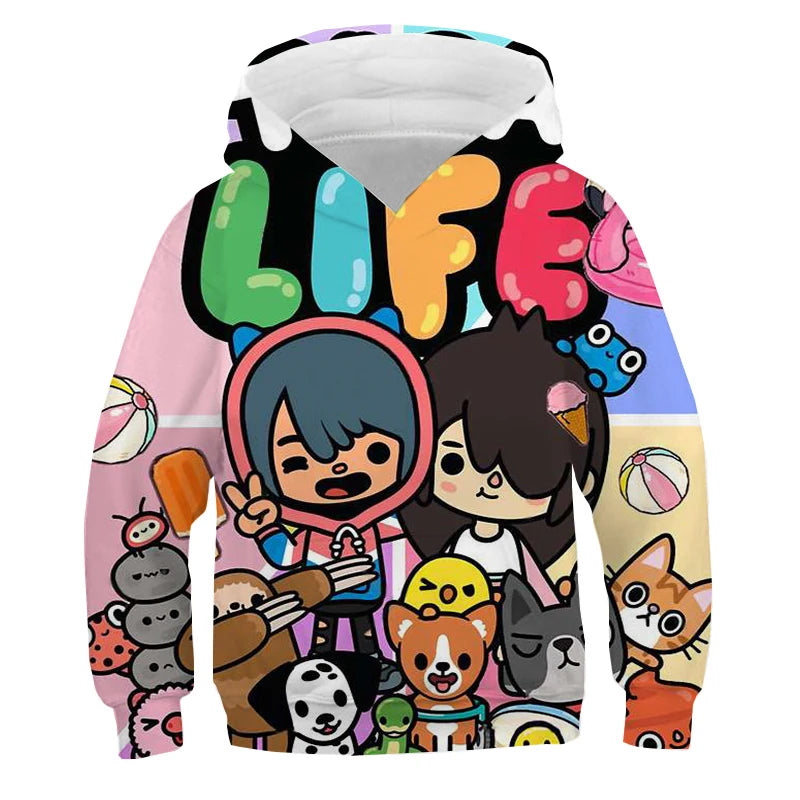 Hoodies 3D Print Game Toca Life World Toca Boca Virtual Toy Creator Sweatshirts Boy Girl Hooded Sweatshirts Kids Oversize Hoodie