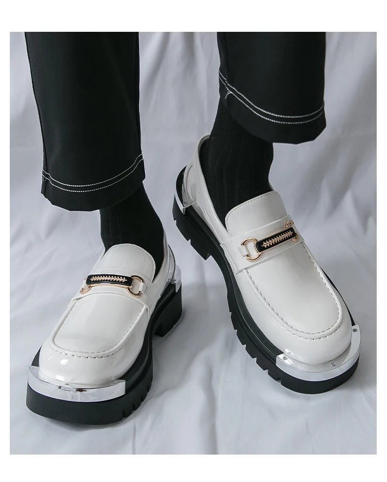 Men's thick soled shoes Luxury fashion designer styles Work Trend Nightclub casual party shoes Height increasing leather shoes