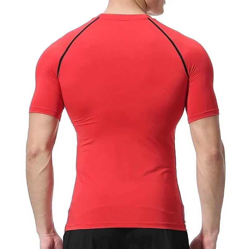 Summer Short Sleeve Men Compression Tee Shirt Bat Print Sport Quick Dry Gym Tshirt Fitness Workout Undershirt Elasticity Top Tee