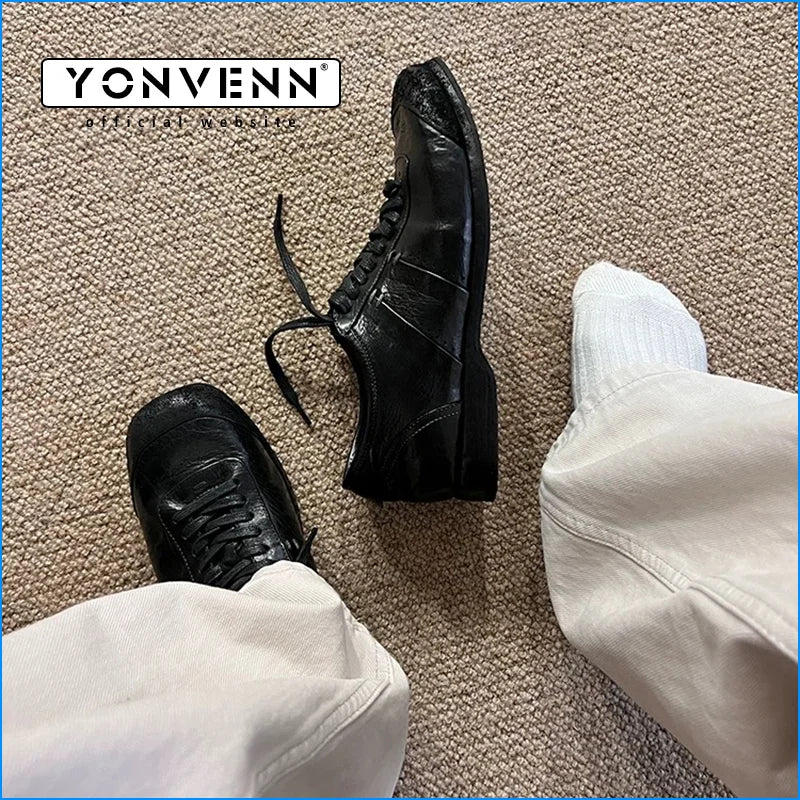 New high-end black training shoes men's casual shoes minimalist handmade horsehide suede boxing shoes trendy