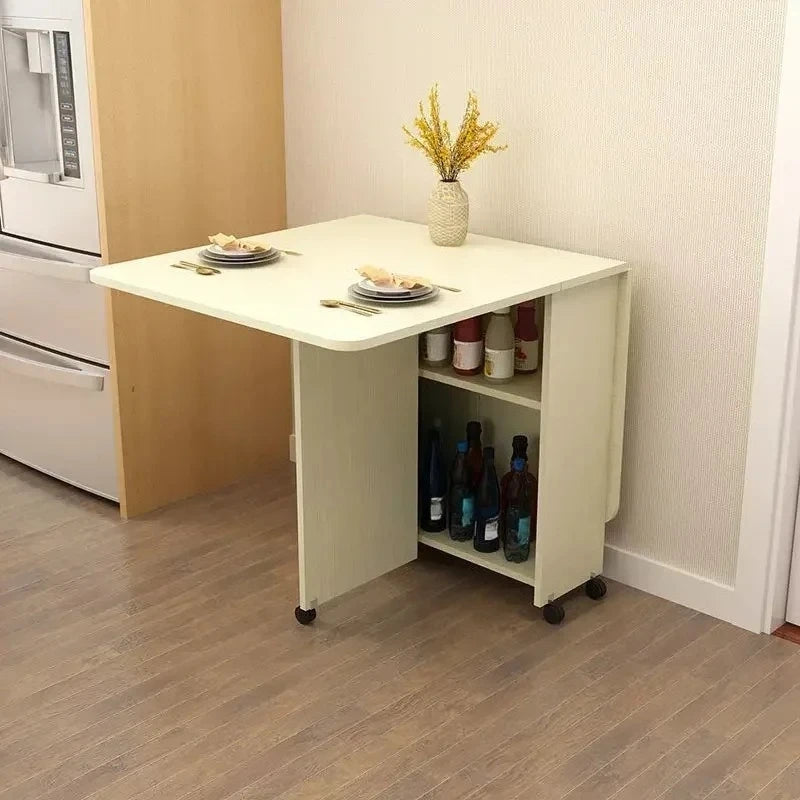 Folding Dining Table for Home Use, Small Apartment, Simple Multi-Functional Mobile Rectangular Dining Table