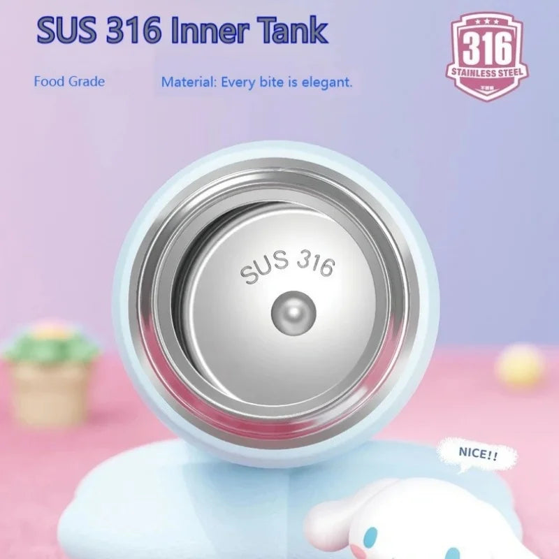X&W Sanrio Thermal Cup Insulated Mug Kuromi Thermos Cups 316 Stainless Steel Double Drinking Straw Cup Portable Water Bottles