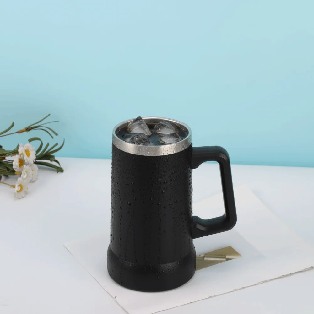Household 24 OZ Thermal Drink Mug Big Capacity Stainless Steel Coffee Tumbler with Handle Vacuum Thermos Cup Summer