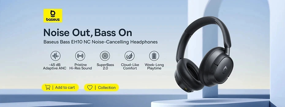 Baseus Bowie MH1 Bluetooth Headphones 48dB Noise Cancellation Hi-res LDAC Over Ear Headset Audio Wireless Earphone Earbuds