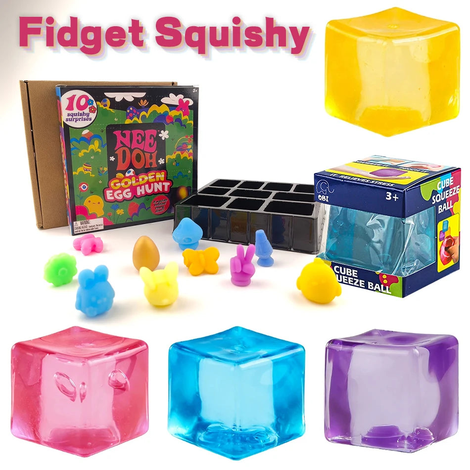 Hot Needoh Nice Cube Sensory Stress Reliever Fidget Tool For Anxiety & Focus Desk Sensory Cube With Box for Friends Gifts