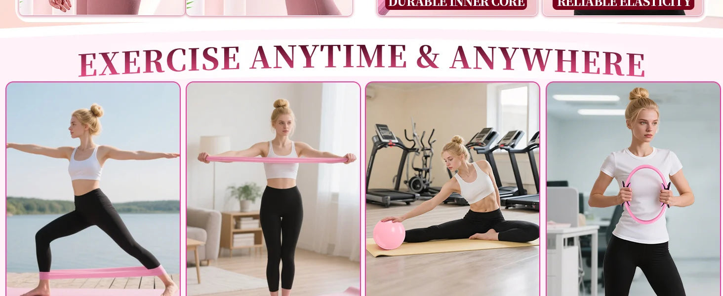 Home Pilates & Yoga Workout Set - 16 pcs Includes Resistance Circle, Foot Pedal, Resistance Bands & Strength Trainer