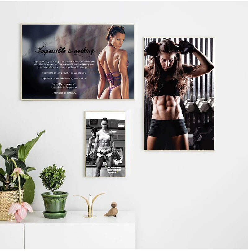 Sexy Women Fitness Bodybuilding Motivational Fabric Cloth Rolled Wall  Print - Size: 80x120 cm