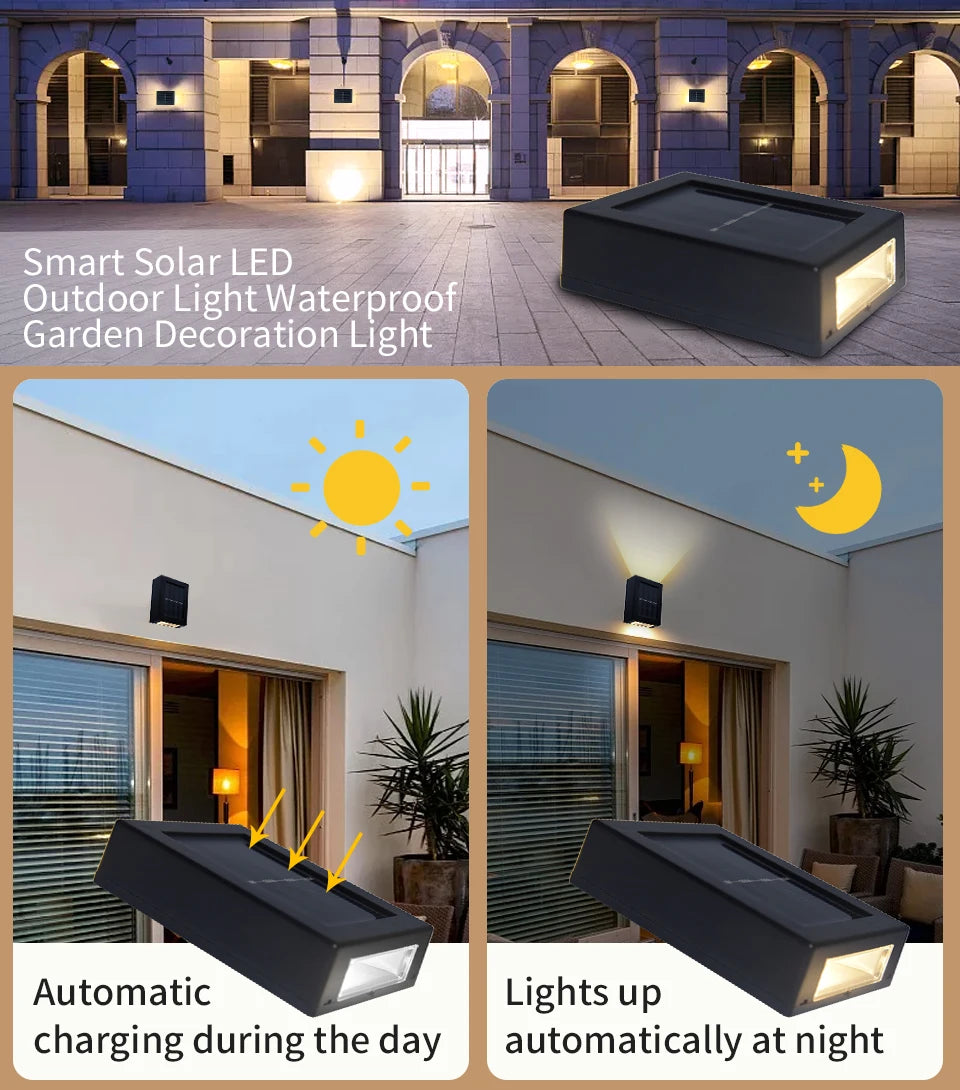Solar Light Outdoor Up and Down Wall Washer Light Waterproof Solar Lamp for Garden Street Landscape Balcony Yard Porch Decor