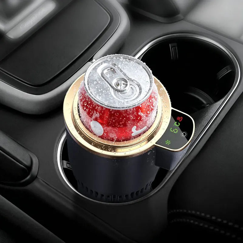 2-in-1 Car Heating and Cooling Cup With Display Screen 12V Button Control For Hot and Cold Functions Beverage Bottle Thermos Cup