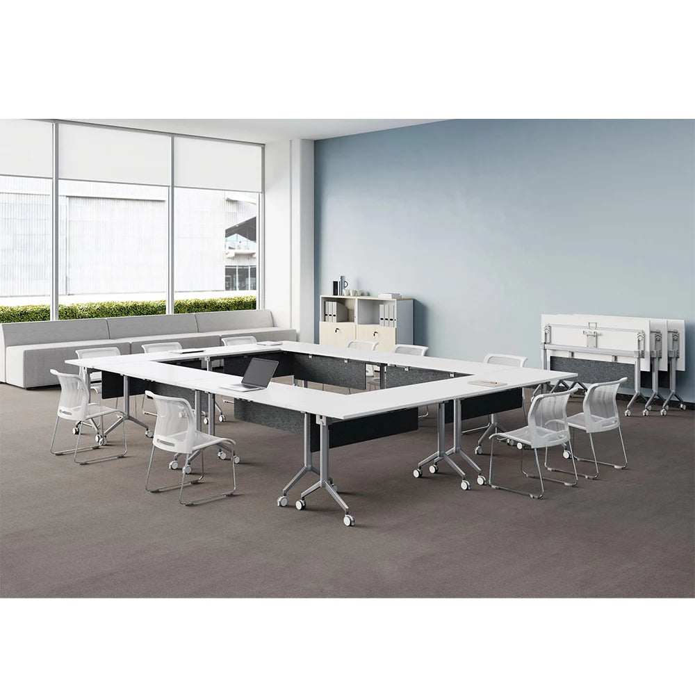 Modern Design Foldable Table With Wheels For Office For Business Meeting & Training Room Easy To Move & Store