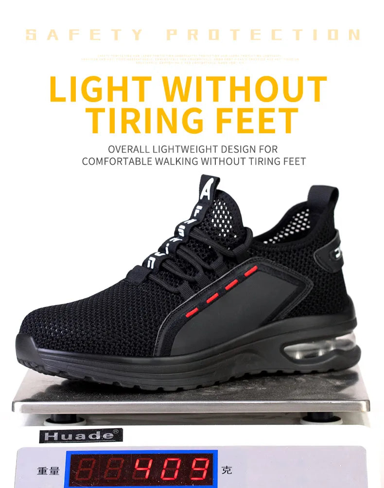 Safety Shoes Work Sneakers Steel Toe Men Women Anti Smash Puncture Proof Work Boots Indestructible Safety Shoes Light Breathable