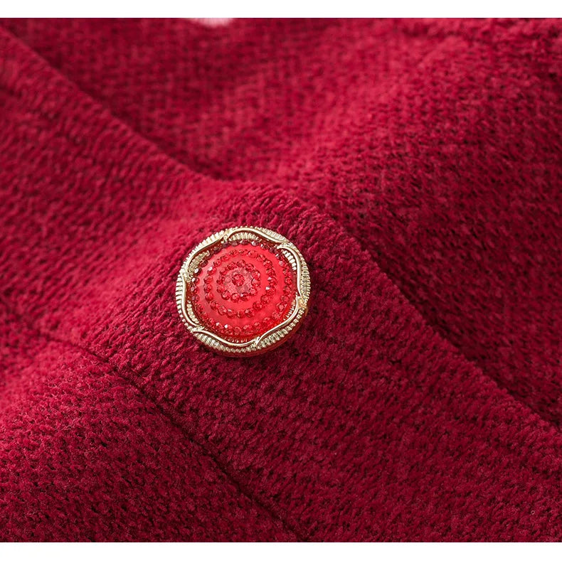 Grandma's Vest Autumn Winter Embroidered Middle Aged Mother's Outfit Cardigan Jacket Knitwears Sweater Women Wool Velvet Sueter