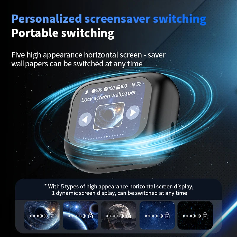 New Bluetooth 5.4 Wireless Earphones with Translation Function LCD Full-Color Touchscreen HiFi Surround Sound&Long Battery Life