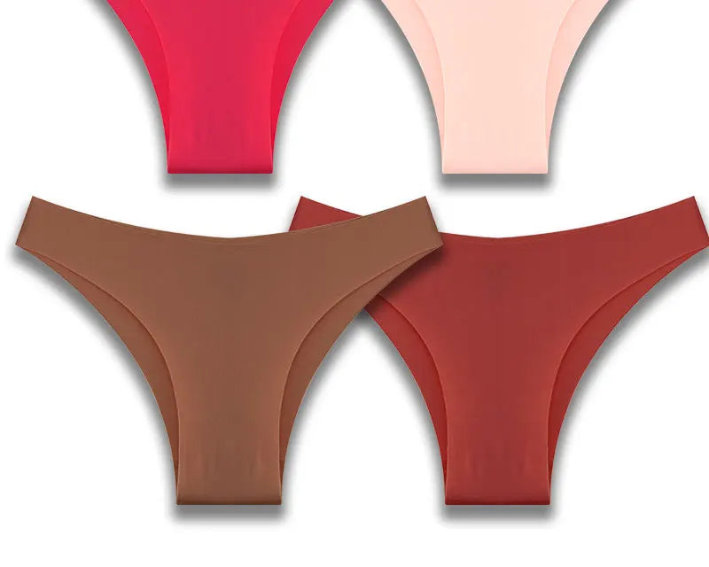6Pcs/Set Low Waist Panties Plus Size Seamless Ice Silk Panty Sexy Girl Underwear Cotton Crotch Briefs Breathable Brazilian Pants