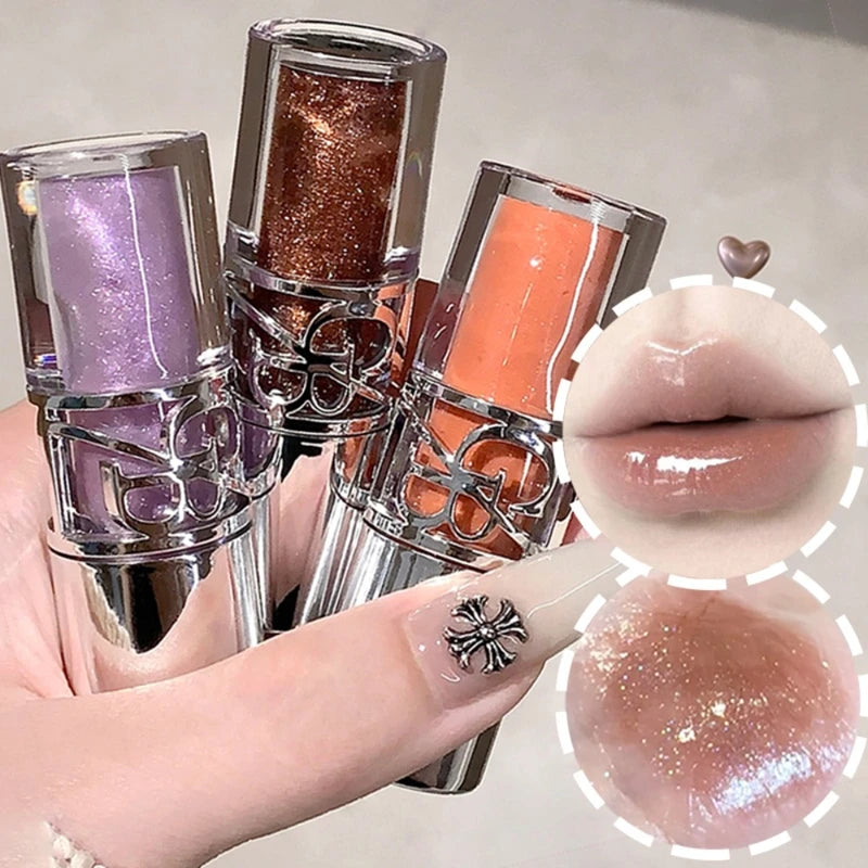 Clear Glass Gray Coffee Shine Lip Gloss Mirror Watery Moisturize Plumper Long Lasting Lip Tint Juicy Lip Oil Gloss Stain Makeup