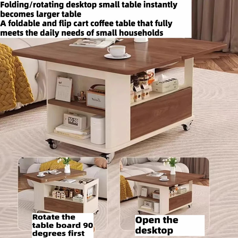 Folding Coffee Tables Multifunctional With Wheels Living Room Storage Side Tables Lounge Center Dining Table Hotel Furniture