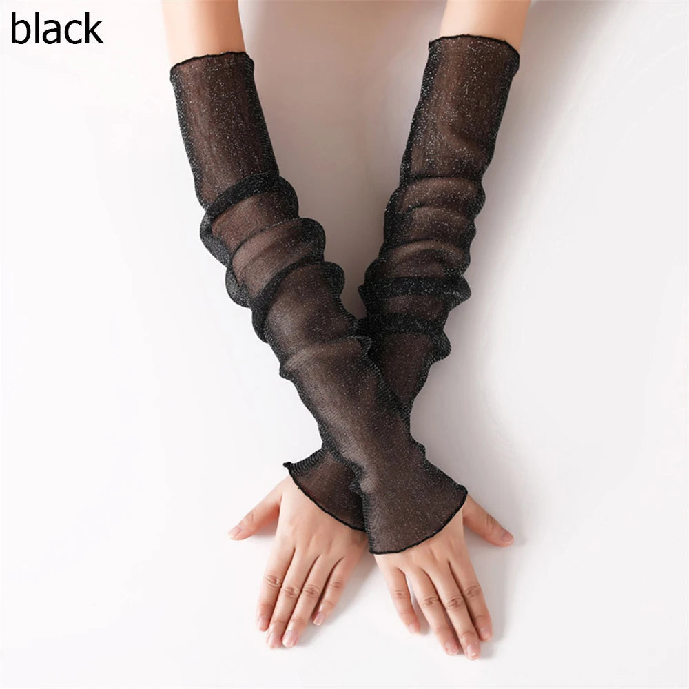 Summer Arm Warmers Thin UV Driving Gloves Sun Protection Sleeves Mesh Lace Gloves Sunscreen Long-Sleeved