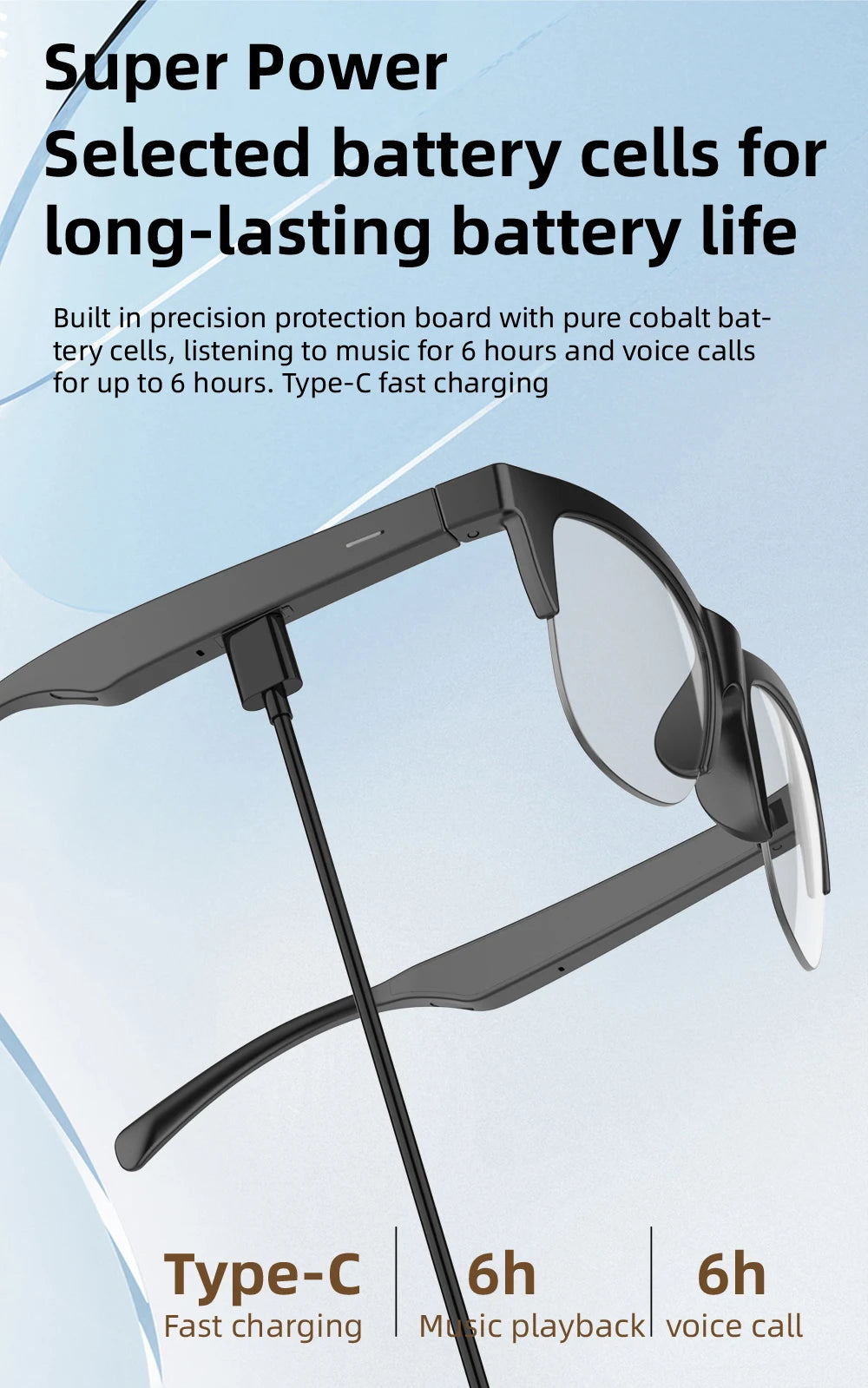 Sunglasses Glasses New Smart Bluetooth V5.3 Hands Free Calling Audio Outdoor Sports Headphones For Blue Light Blocking