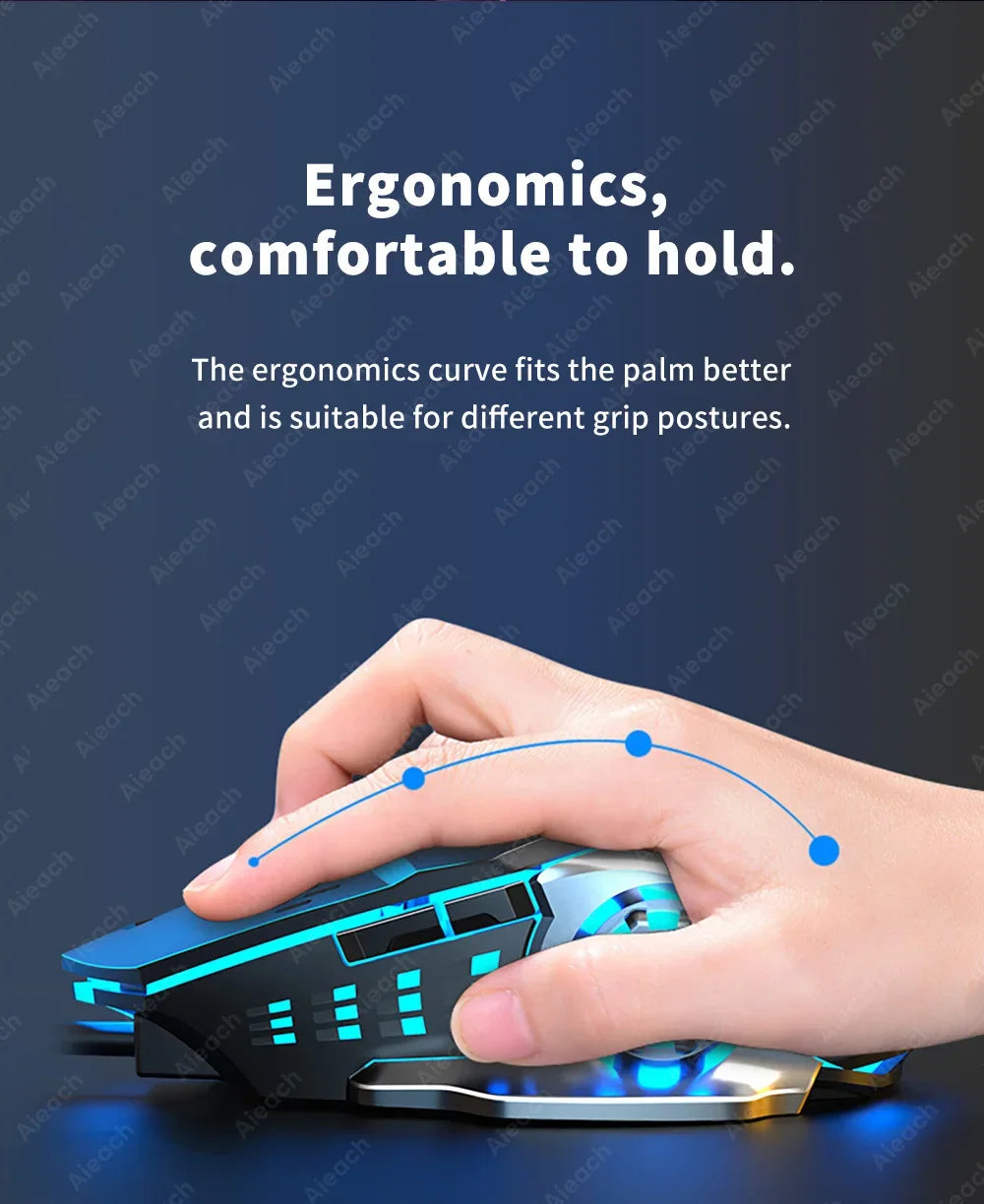 Wireless Bluetooth Gaming Mouse 2.4g USB Rechargeable Ergonomic Mechanical Backlight Design for Laptop PC Computer Gamer